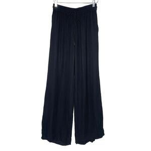 Misha Nonoo L Womens Black Pleated Pull On Wide Leg Pants